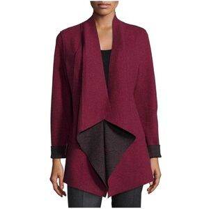 Eileen Fisher Merino Double-Knit Kimono Jacket Burgundy Maroon size Large